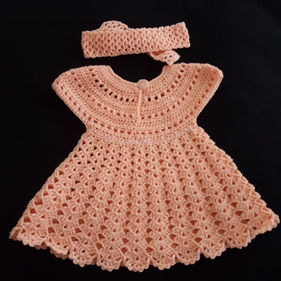 BABY GIRL CROCHET DRESS SET HANDMADE NEW - Picture 3 of 4